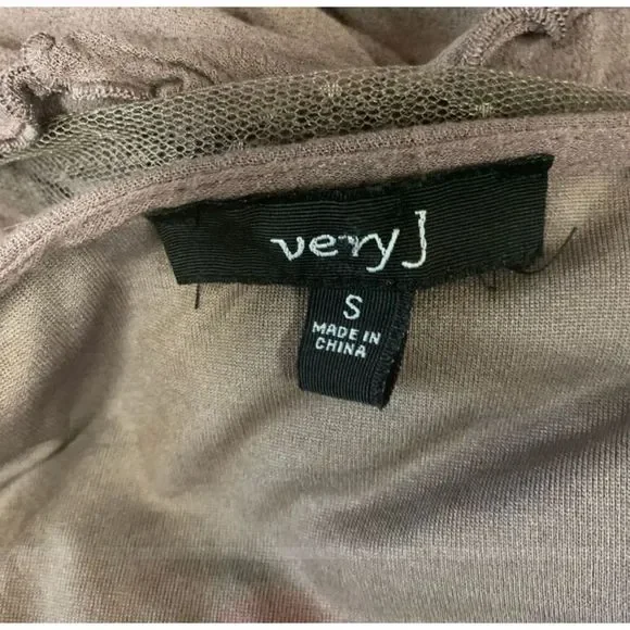 Very J Taupe Violet Long Sleeve Tunic Sheer Women’s Small - Picture 6 of 7